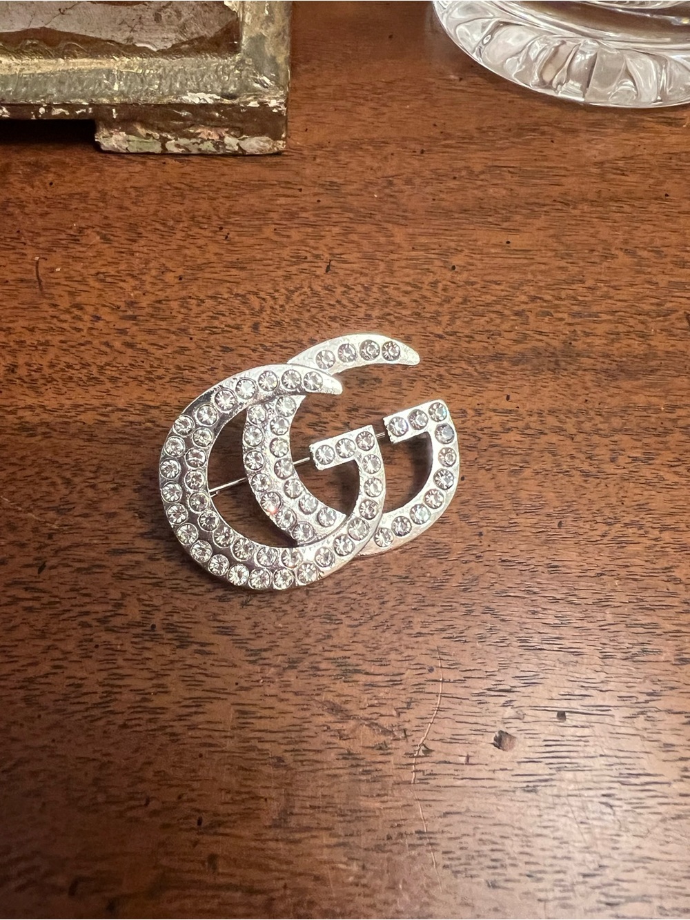 Fashion GG Silver Brooch - with Crystal Accents NWT - Picture 5 of 5